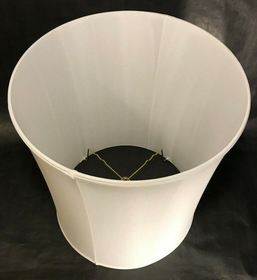 New 15x16x18 Off White Satin Tissue Shantung Cylinder Softback Fabric Lamp Shade - Stone Door Lamps