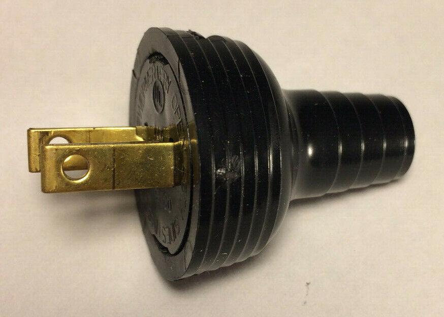 New Leviton Large Black Round Ribbed Lamp Cord Plug For Large Round Wire #LP573 - Stone Door Lamps