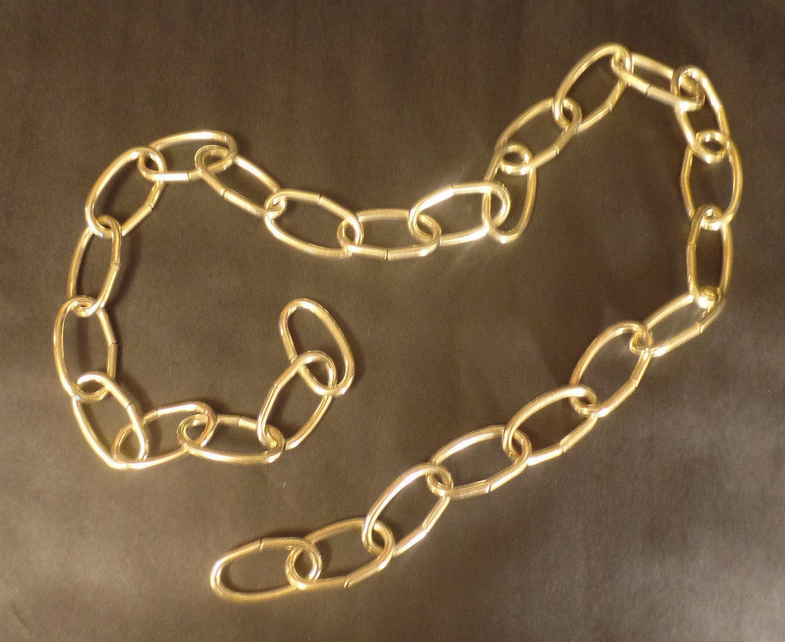 New 3' Brass Plated 8 Gauge Steel Chandelier Fixture Oval Lamp Chain #FC992