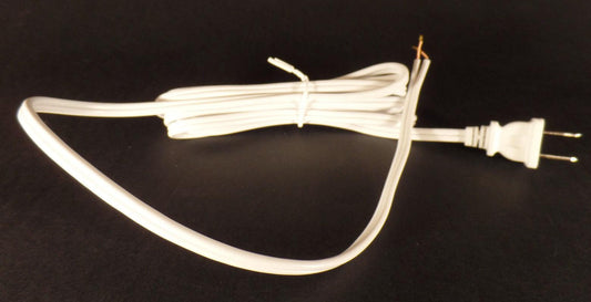 NEW 8' White 18/2 Plastic Covered Lamp Cord Plug Set SPT - 2,U.L. Listed, #CS811 - Stone Door Lamps
