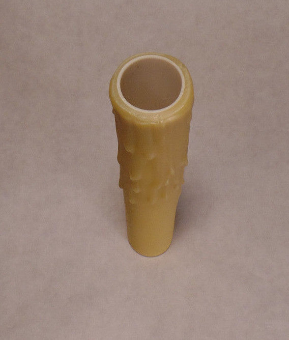 6" Tan Gold PolyBeesWax Chandelier Candelabra Candle Cover with DRIPS  CC911G