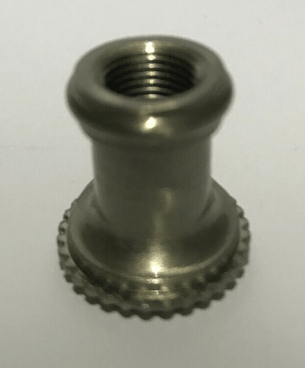 New Turned Brass Lamp Neck, Satin Nickel Finish, 1/8F Tap, 7/8" Ht. #BN946SN - Stone Door Lamps