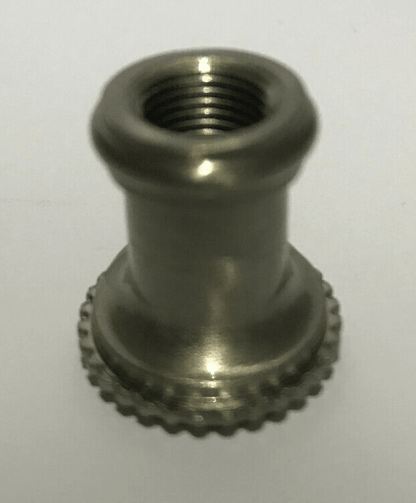 New Turned Brass Lamp Neck, Satin Nickel Finish, 1/8F Tap, 7/8" Ht. #BN946SN - Stone Door Lamps