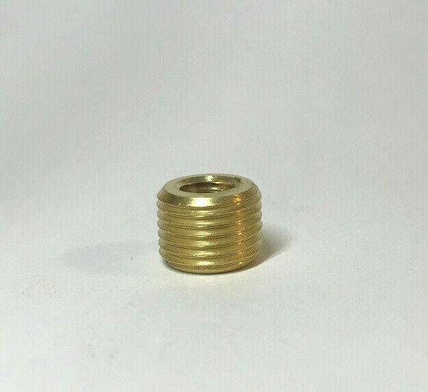 New Brass Headless Reducer Lamp Part, 1/8M(3/8") to 1/4 - 27F(1/4") Hole, #BR915 - Stone Door Lamps