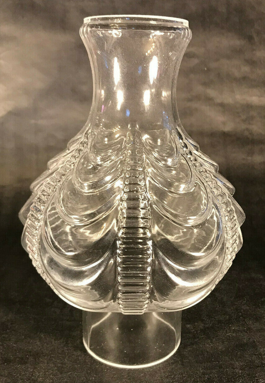 New 3" x 9" Clear Embossed Glass Coolidge Drape Lamp Chimney, F/ #2 burner CH010