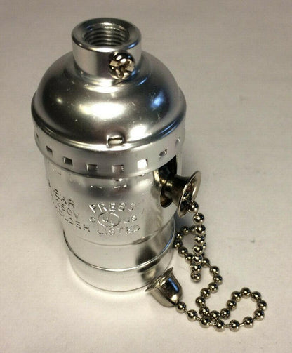 New Pull Chain Lamp Socket (On/Off) Medium Base With Nickel Finish SO320N - Stone Door Lamps