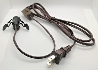 NEW 6' Brown 18/2 Lamp Cord Set w/ Rotary Switch & Candelabra Socket Clip, SPT-1