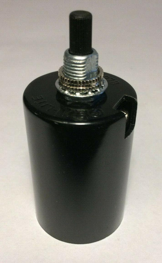 New Phenolic Bakelite 2 Piece Bottom Husk Socket, On/Off Turn Knob, Medium Base - Stone Door Lamps