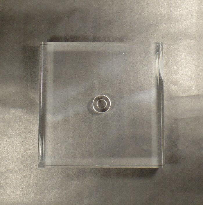 New 4" Diameter Clear Square Acrylic Lamp Base Break w/ Counter Sunk Center Hole - Stone Door Lamps
