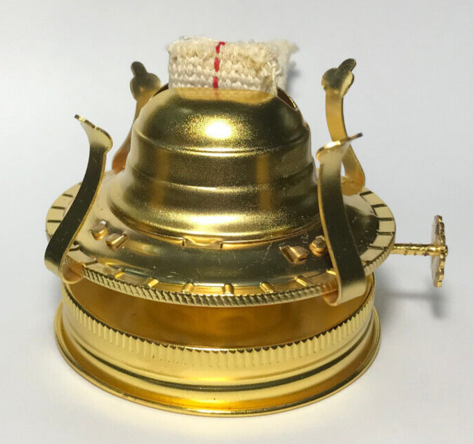 New #2 Brass Plated Mason, Fruit Jar Oil Lamp Burner Adapter With Wick #MB286G
