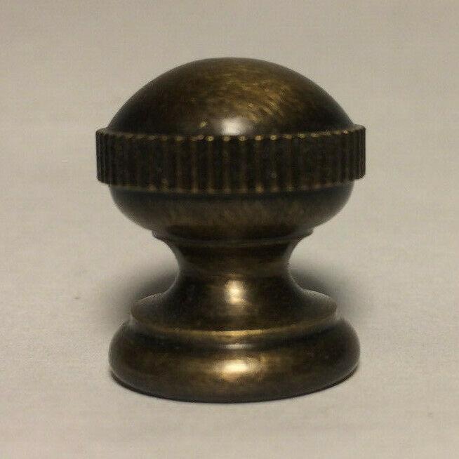 New Antique Brass Knurled Ball Finial For Standard Lamp Harps, 7/8" ht. #BF411A - Stone Door Lamps