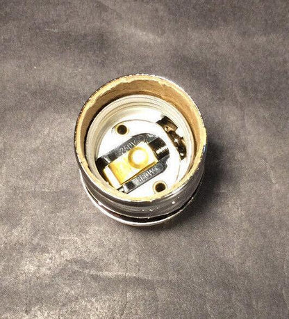 New Brass Short Keyless Early Electric Industrial Style Nickel Lamp Socket #291N - Stone Door Lamps