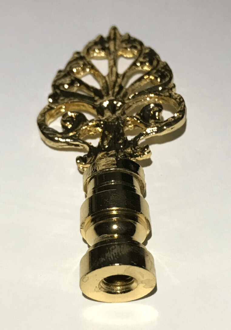 New 3 3/8" Brass Decorative Lamp Finial, Polished & Lacquered, 1/4 - 27F Tap, #116 - Stone Door Lamps