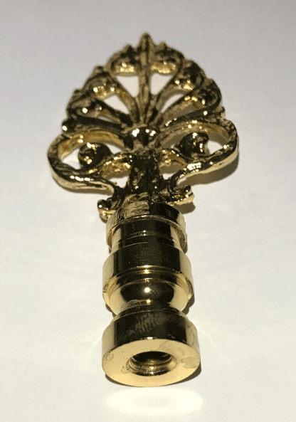 New 3 3/8" Brass Decorative Lamp Finial, Polished & Lacquered, 1/4 - 27F Tap, #116 - Stone Door Lamps