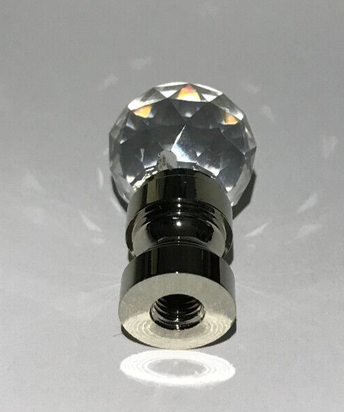 New 1 9/16" Lead Crystal Lamp Finial With Nickel Finish Base, 1/4-27F, #CF142N