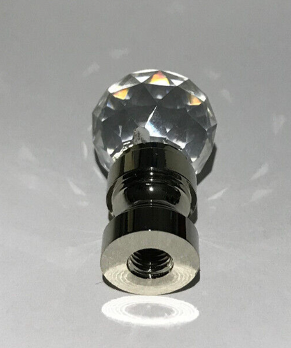 New 1 9/16" Lead Crystal Lamp Finial With Nickel Finish Base, 1/4-27F, #CF142N