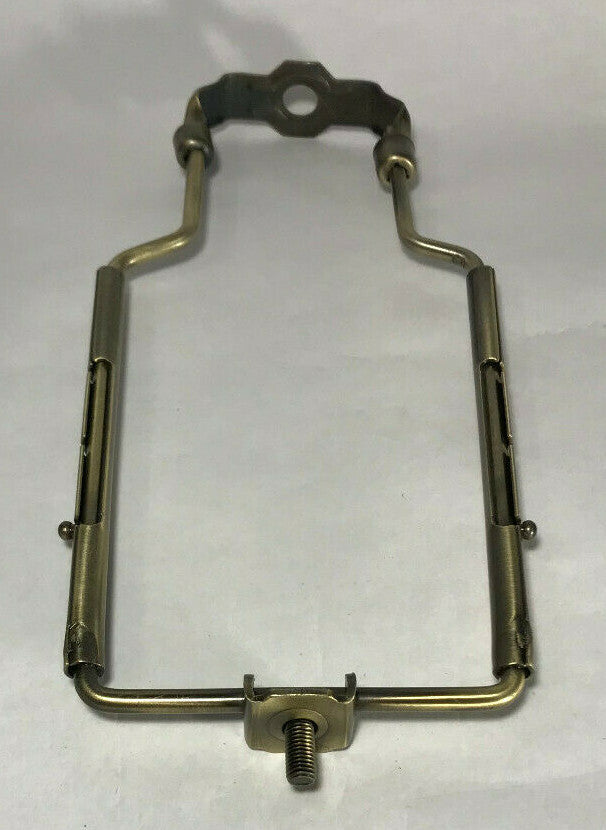 New 9"-11" Adjustable Heavy Duty Lamp Harp Shade Holder With Base, Antique Brass