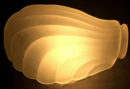 New Crystal Etched Shell Shaped Desk Lamp Fixture Shade, 2 1/4" Fitter 7.5" Long - Stone Door Lamps