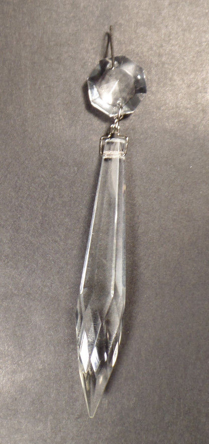 2 1/2" (63mm) LONG CLEAR CRYSTAL U-DROP PRISM CHROME PINS SOLD INDIVIDUALLY 153N