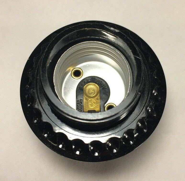 New Phenolic Bakelite On/Off Push - Thru Lamp Socket With Threaded Shell & Ring 83 - Stone Door Lamps
