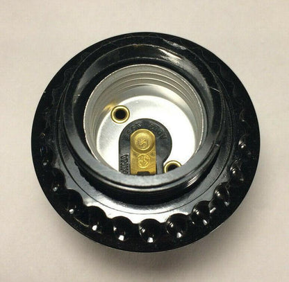 New Phenolic Bakelite On/Off Push - Thru Lamp Socket With Threaded Shell & Ring 83 - Stone Door Lamps
