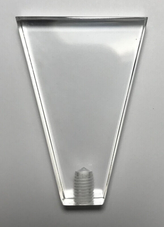 New Clear Acrylic Flat Triangle Lamp Harp Finial, 2 1/8" ht. 1/4-27F Tap (1/4")