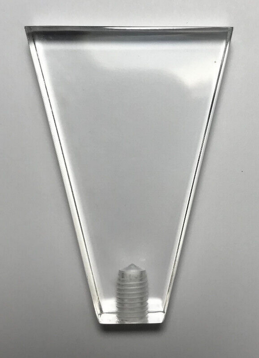 New Clear Acrylic Flat Triangle Lamp Harp Finial, 2 1/8" ht. 1/4-27F Tap (1/4")