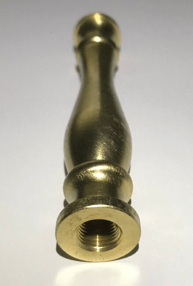 New 4 1/8" Turned Brass Lamp Spindle, 1/8F (3/8"), Polished & Lacquered #LS943 - Stone Door Lamps