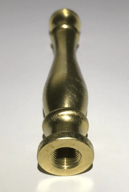 New 4 1/8" Turned Brass Lamp Spindle, 1/8F (3/8"), Polished & Lacquered #LS943 - Stone Door Lamps