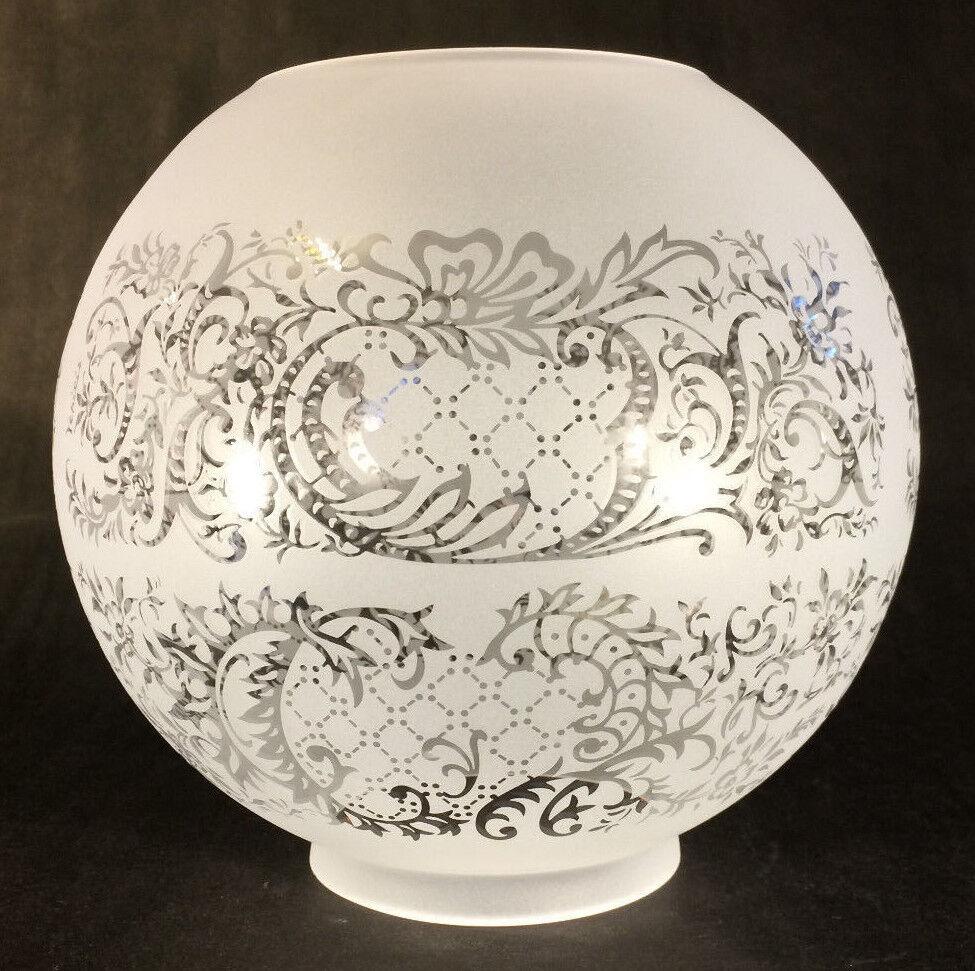 8" Venicia Satin Etched Floral Scene Gas Ball Lamp Shade