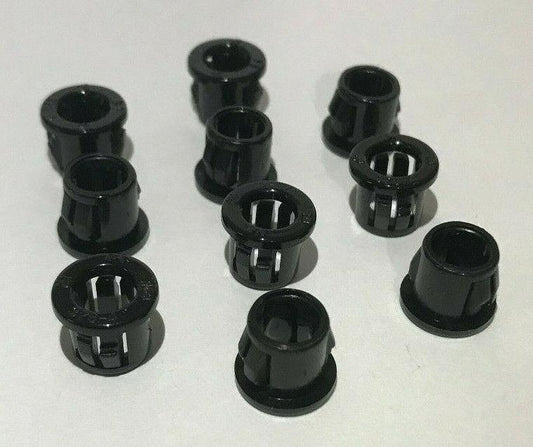 New, Lot of 10, Black Nylon Snap - In SPT - 1 Lamp Cord Bushing, Fits 3/8" Hole - Stone Door Lamps