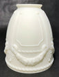 New Satin White Early Style Embossed Wreath Fixture Shade, 2 1/4" Fitter, #FS407