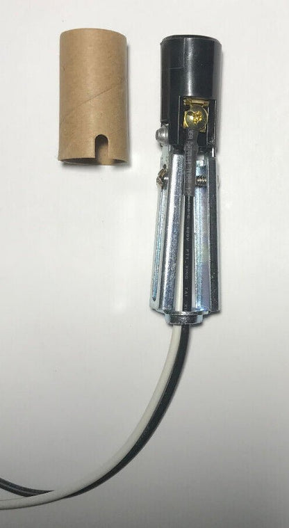 New Adjustable 3 1/4" - 4 3/4" Candelabra (E12) Lamp Socket With 10" Wire Leads - Stone Door Lamps
