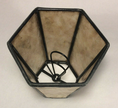 2.5"x4"x3.75" Mini Mica Chandelier Shade Parchment Color Hexagon Style Bulb Clip