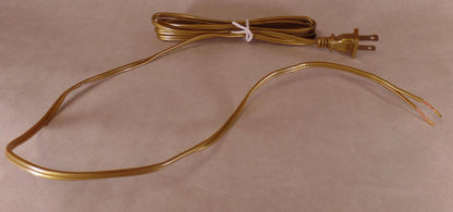 NEW 8' Unfinished Brass 18/2 Plastic Covered Lamp Cord Plug Set SPT - 1,UL, #CS717 - Stone Door Lamps