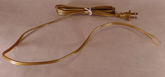 NEW 8' Unfinished Brass 18/2 Plastic Covered Lamp Cord Plug Set SPT - 1,UL, #CS717 - Stone Door Lamps