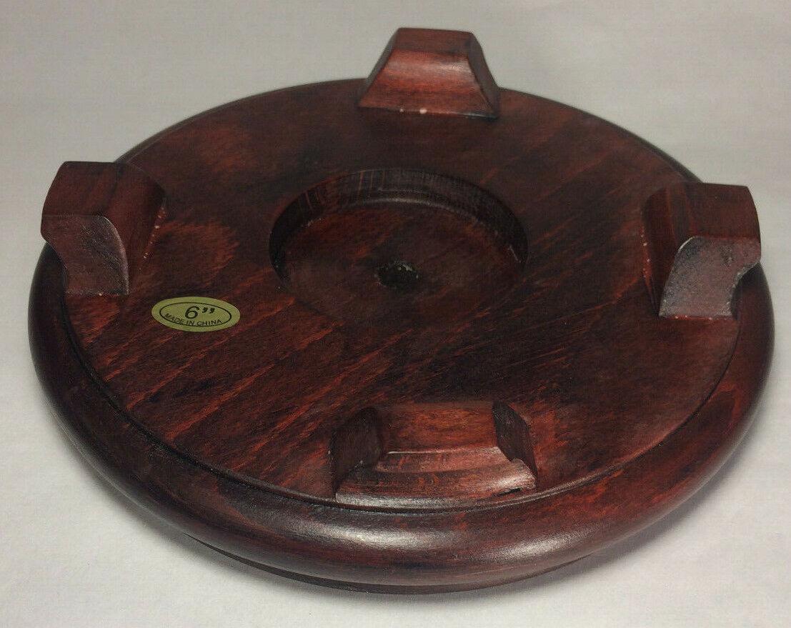 New 6" Footed Oriental Wooden Lamp Base With Rosewood Finish 1/8 IP Slip #WB256R - Stone Door Lamps