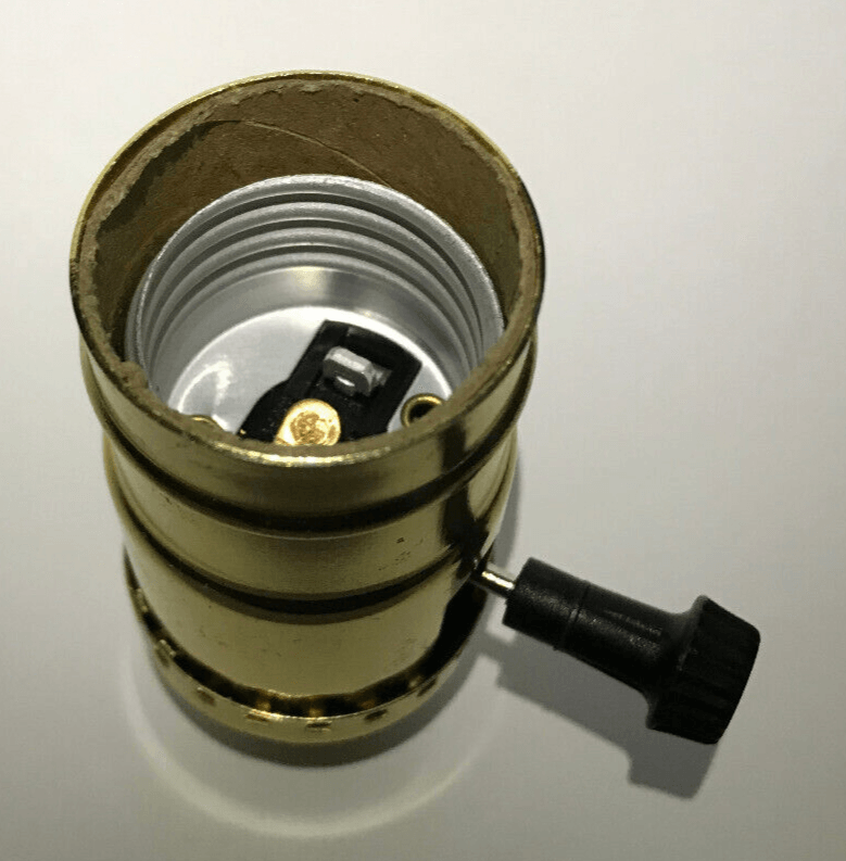 New 3 Way Turn Knob E26 Lamp Socket For Standard Bulbs, 1/4 IPS (1/2") Cap 349QC - Stone Door Lamps