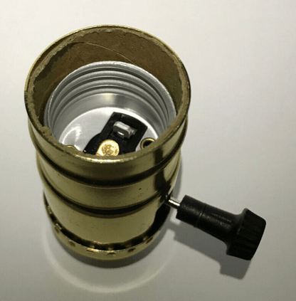 New 3 Way Turn Knob E26 Lamp Socket For Standard Bulbs, 1/4 IPS (1/2") Cap 349QC - Stone Door Lamps