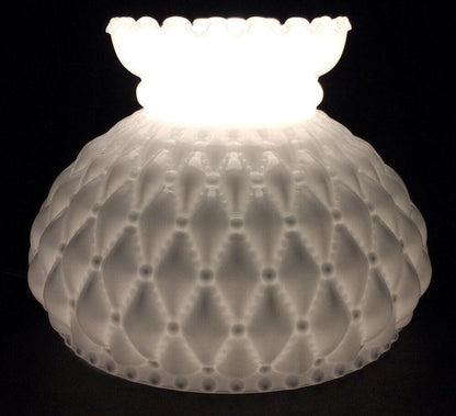 NEW 7" Diamond Quilted White Opal Glass Oil Student Lamp Shade Crimp Top #PS660 - Stone Door Lamps
