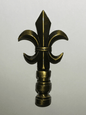 New 3" Cast Metal Fleur De Lis Design Lamp Finial, Antique Brass Finish, 1/4 - 27 - Stone Door Lamps