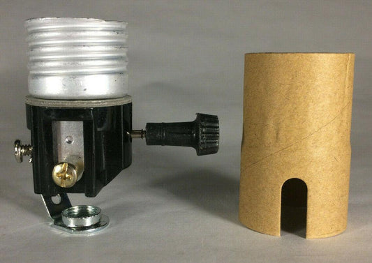 New 3 - Way Turn Knob Lamp Socket Interior w/ 1/8F Hickey & Paper Insulator SO112i - Stone Door Lamps