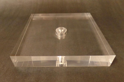 New 4" Diameter Clear Square Acrylic Lamp Base Break w/ Counter Sunk Center Hole - Stone Door Lamps