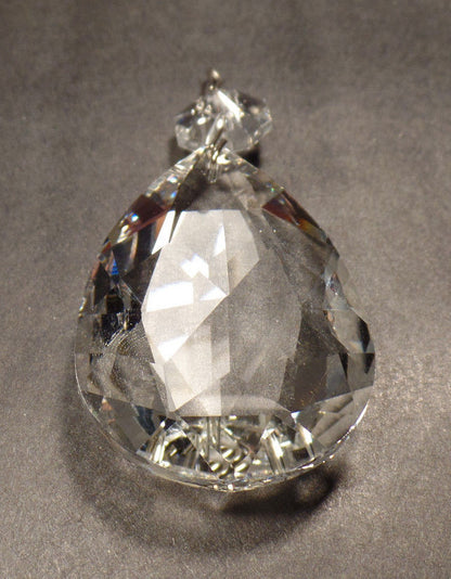 1 1/8" (28mm)Clear Glass Crystal Pendalogue Prism w/ Chrome Pins Chandelier Lamp
