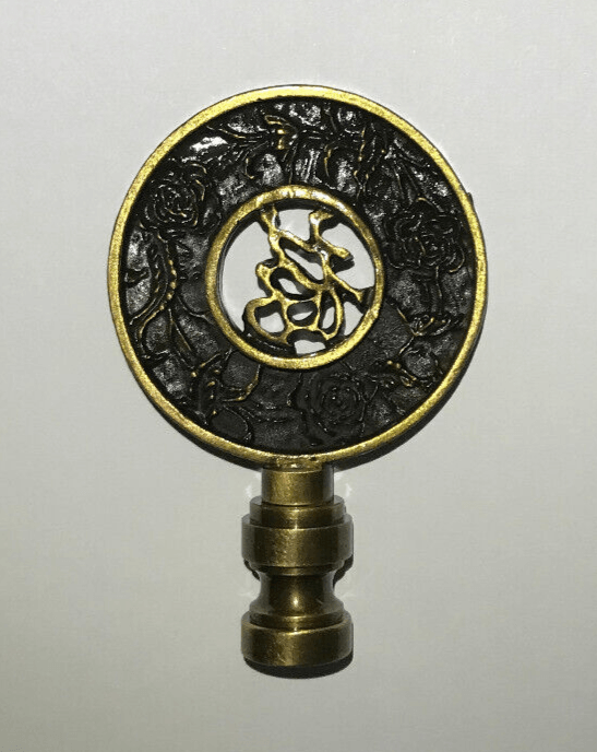New 2 13/16" Brass Oriental Lamp Finial, Antique Brass Finish, 1/4 - 27F #BF167A - Stone Door Lamps