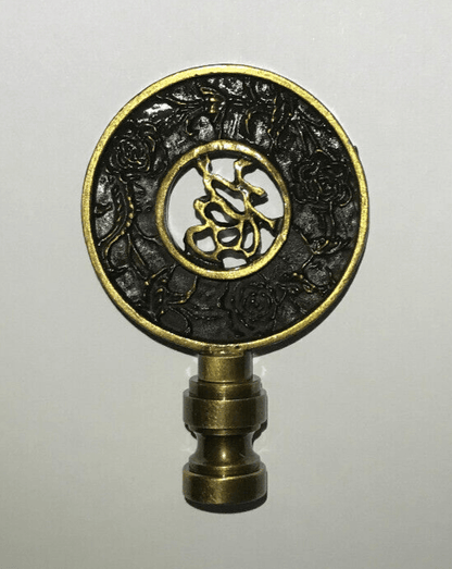 New 2 13/16" Brass Oriental Lamp Finial, Antique Brass Finish, 1/4 - 27F #BF167A - Stone Door Lamps