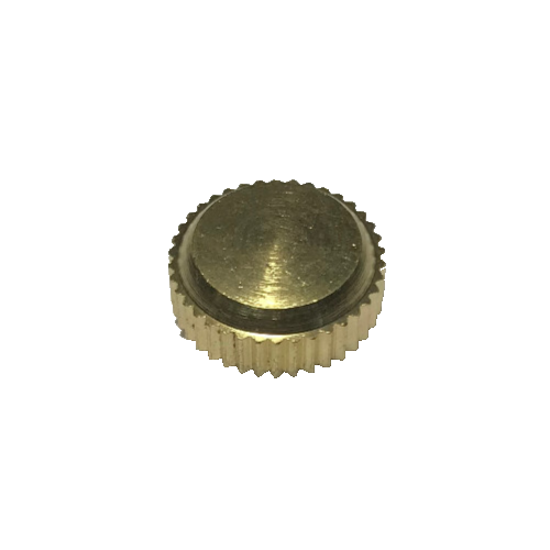 New Unfinished Brass Flat Knurled Bracket Cap, 9/16" dia., Tap 1/8F (3/8") BC704