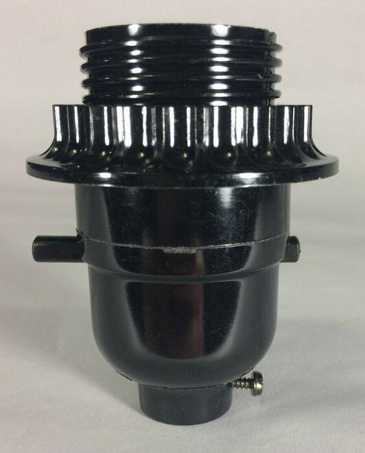 New Phenolic Bakelite On/Off Push - Thru Lamp Socket With Threaded Shell & Ring 83 - Stone Door Lamps