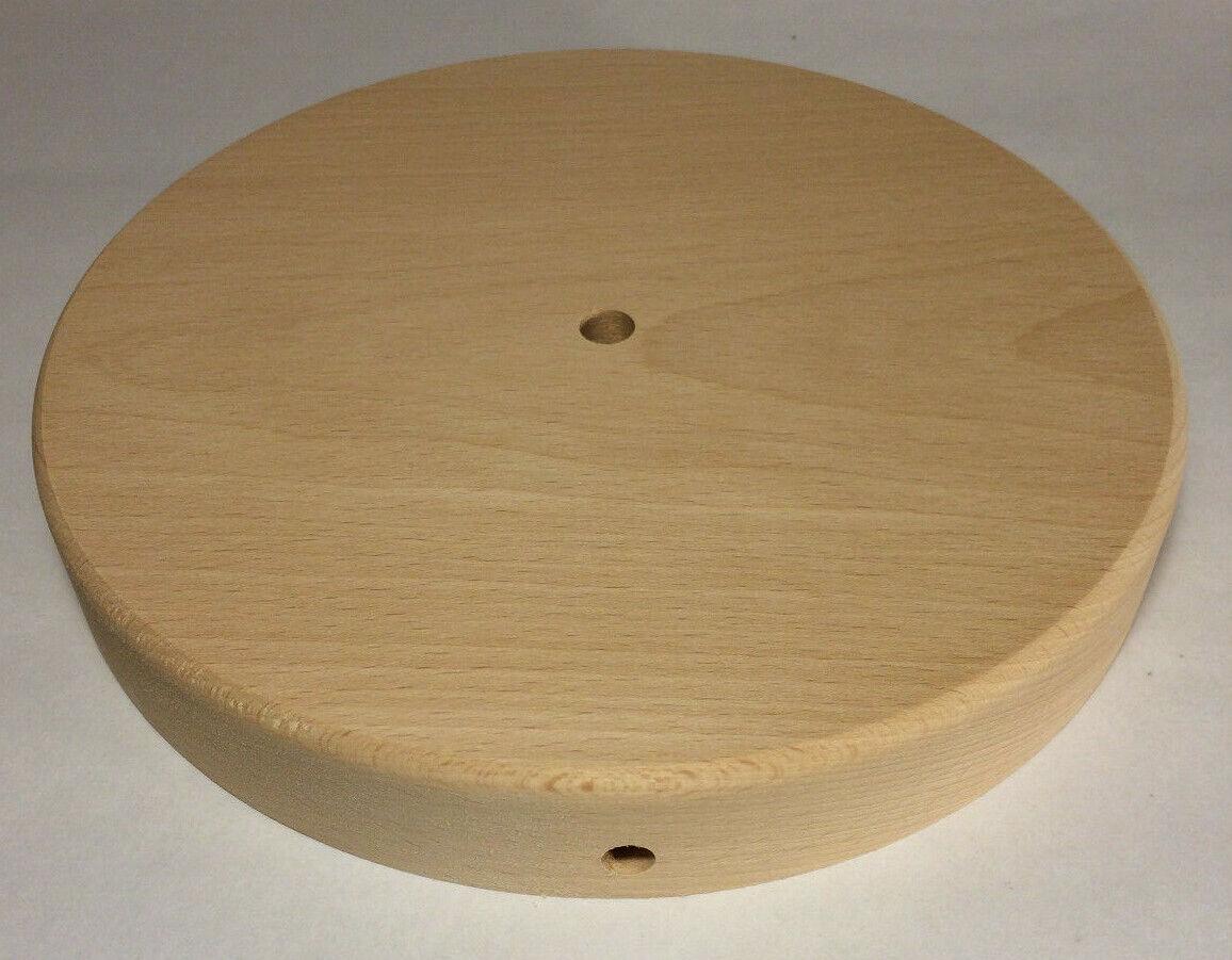 New 8" Modern Style Disc Shaped Rustic Wooden Lamp Base w/ Wire Way Hole #WB316U - Stone Door Lamps