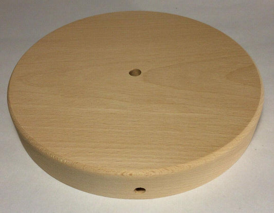 New 8" Modern Style Disc Shaped Rustic Wooden Lamp Base w/ Wire Way Hole #WB316U - Stone Door Lamps